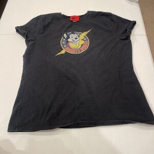 Black Mighty Mouse Graphic tee Size large women's Hanes‎ Tshirt Retro Kidcore